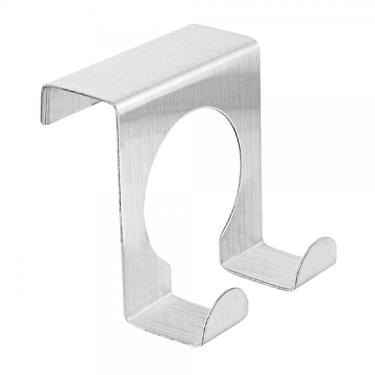 Imagem de Gancho Duplo 5x5cm Cabideiro Porta Armário Suporte Multiuso Inox Pendurar Bolsa Toalha Sem Furar
