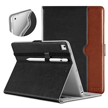 Imagem de DTTO Capa para iPad 9,7 polegadas 5ª/6ª geração 2018/2017 com suporte para Apple Pencil, capa de couro premium com suporte para Apple iPad 9,7 polegadas, também serve para iPad Pro 9,7/Air 2/Air - Preto e Marrom