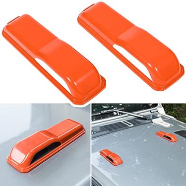 Imagem de Capa de dobradiça para capô do motor Acessórios exteriores Decoração para Jeep Wrangler JL JLU Sports Sahara Freedom Rubicon Unlimited Gladiator JT 2 portas e 4 portas (laranja 2 peças)
