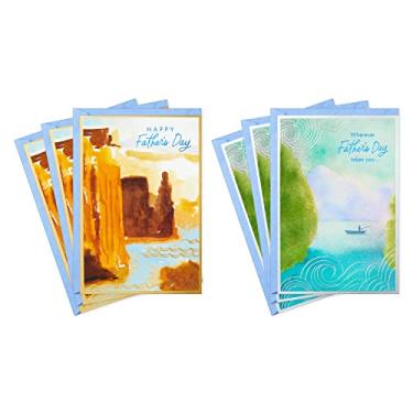 Imagem de Hallmark Sortimento de cartões de dia dos pais, paisagens de aquarela (6 cartões com envelopes)