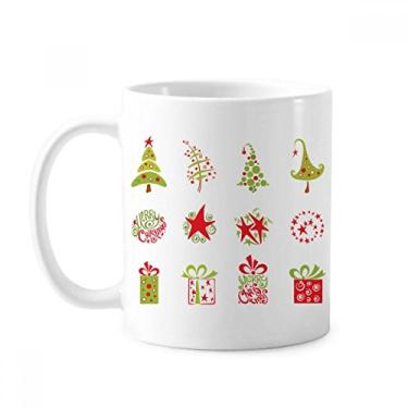 Imagem de Caneca de cerâmica com ilustração vermelha de árvore de Natal em cerâmica xícara de porcelana de café