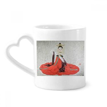 Imagem de Caneca de aquarela de beleza clássica estilo chinês caneca de café cerâmica copo de coração de vidro