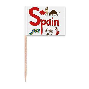 Imagem de Símbolo nacional da Espanha com padrão de ponto de referência de palito, bandeiras marcadoras para decoração de festa