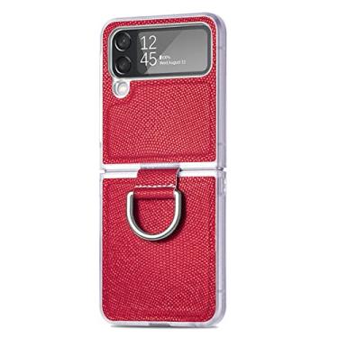 Imagem de Estojo dobrável com porta-anel de moda para Samsung Galaxy Z Flip4 Flip 4 5G Flip3 Flip 3 Bolsa antiderrapante para celular, vermelho, para Samsung Z Flip 4