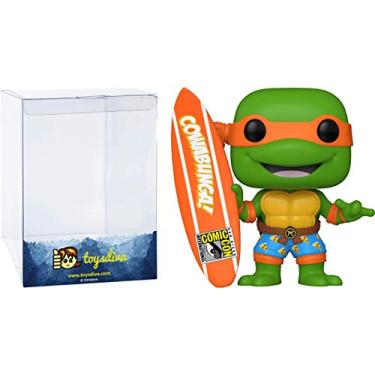 Imagem de Michelangelo com prancha de surf (2020 Summer Con Exc): Funk o Pop! Conjunto de bonecos de vinil da TV com 1 protetor gráfico "ToysDiva" compatível (1019 - 49444 - B)