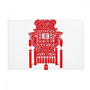 Imagem de DIYthinker Tapete de chão tradicional chinês padrão vermelho tapete antiderrapante para porta de banheiro