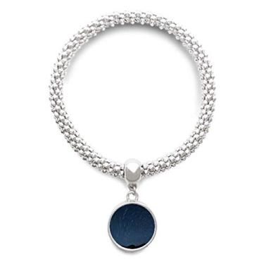 Imagem de DIYthinker Pulseira de prata com pingente redondo com luzes de estrelas, paisagem e céu noturno, corrente de joias