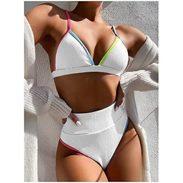 Imagem de Conjuntos De Biquínis Triangulares Halter De Cintura Alta, Biquínis Femininos Push-up Com Almofada, Roupas De Banho De Secagem Rápida, Roupas De Praia De Verão, Roupas De Banho Separadas S-L,3,M,C