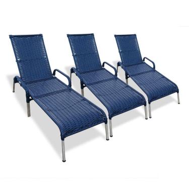 Imagem de Kit 3 Espreguiçadeiras/Cadeira Madrid Reclináveis p/ Piscina