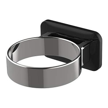 Imagem de RAIKEDR Suporte para secador de cabelo, suporte de secador de cabelo para porta de armário de banheiro, suporte para secador de cabelo, aro extra grande (prata + preto)