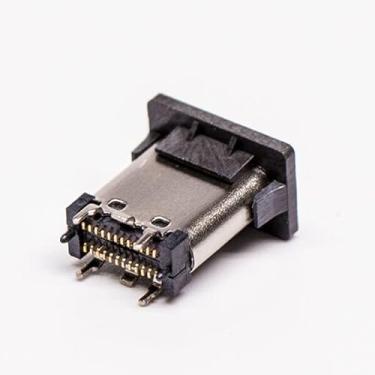 Imagem de 10 conectores USB 3.0 tipo C fêmea reto 24 pinos SMT para conector de soquete de montagem PCB