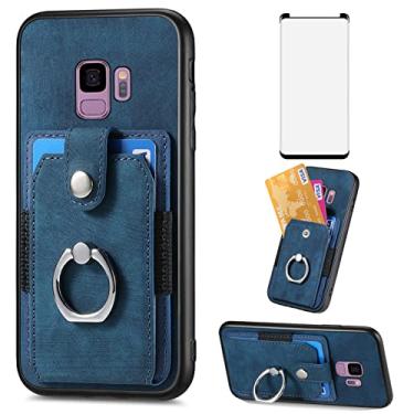 Imagem de Asuwish Capa de telefone para Samsung Galaxy S9 capa carteira com protetor de tela de vidro temperado e suporte de anel fino suporte de cartão de crédito acessórios de celular de couro S 9 Edge 9S GS9