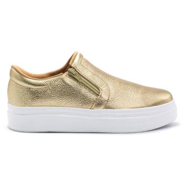 Imagem de Tênis Usaflex Feminino Slip On Em Couro Plataforma Zíper Casual AL1003
