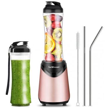 Imagem de Liquidificador Portátil 550mL com 2 Garrafas Esportivas, 300W, La Reveuse, Rosa