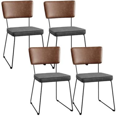 Imagem de Kit 04 Cadeiras Decorativas Sala Jantar Allana L02 Couríssimo Marrom Linho Cinza Escuro - Lyam Decor