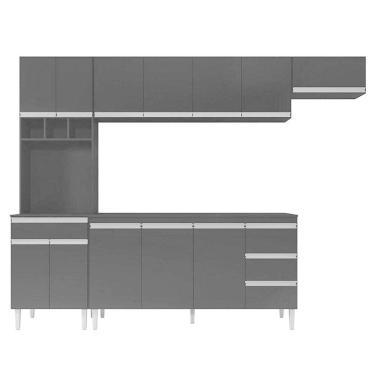 Imagem de Cozinha Com Balcão E Tampo 160 Cm Andréia Preto Fosco - Ajl