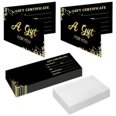 Imagem de 50 conjuntos de vales de presente para empresas, vales-presente em branco com envelopes, vales de presente para salão, restaurantes, spa, cupons de cliente de aniversário de casamento, 39 x 10 cm,