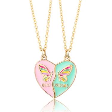 Imagem de DOYYCA Colar Best Friend Unicórnio Sereia Presentes Magnéticos Combinando Amizade Colar para 2 Meninas BFF Sister, Latão, Sem Pedra Preciosa