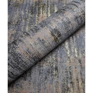 Imagem de Kamildecor Papel de parede texturizado dourado preto envelhecido industrial metálico descascar e colar papel de parede 45 cm x 6 m papel de contato autoadesivo