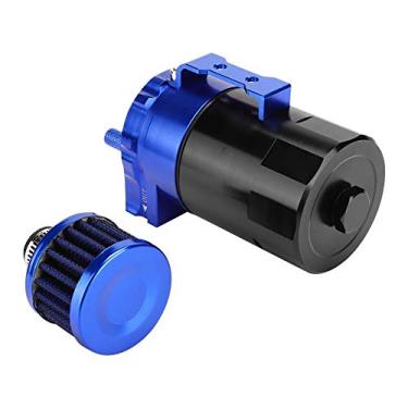 Imagem de Respiro Universal do Reservatório do Tanque de Captura do Motor de Carro 300ML Pode Filtro de óleo de Ar Com Suporte de Montagem e Filtro de Ar para Melhor Desempenho (Preto Azul)