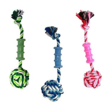 Imagem de Brinquedo Napi Mordedor Corda Cilindro e Bola para Cães - Cores Sortid