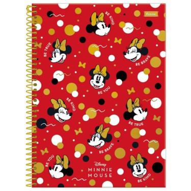 Imagem de Caderno Minnie Mouse Disney Espiral 1 Matéria 80F Escolar, Vermelho