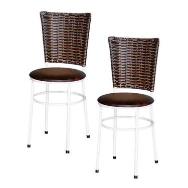 Imagem de 2 Cadeiras para Mesa Branca Hawai Avelã - Laumar, Marrom