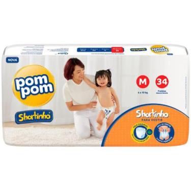 Imagem de Fralda Shortinho Pom Pom Tam. M 6 a 10kg - 34 Unidades, M, 34
