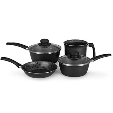 Imagem de Multiflon Conjunto De Panela 04 Peças Preto Aluminio Antiaderente Linha Essencial Resistente Durável e Saudável
