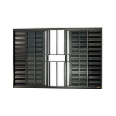 Imagem de Veneziana Confort 6 Folhas com Grade Vidro Liso 100cm X 200cm Brimak