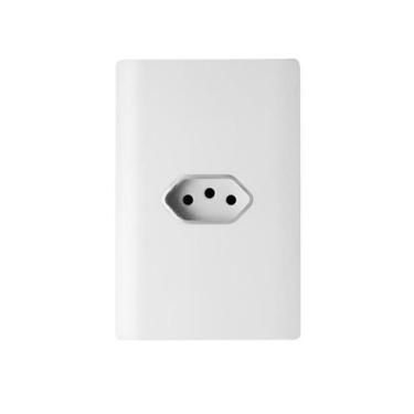 Imagem de Tomada 20A Branca Brilhante com Cromado Luxo Novara Dicompel, Branco