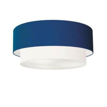 Imagem de Plafon Para Quarto Cilíndrico SQ-3065 Cúpula Cor Azul Marinho Branco -