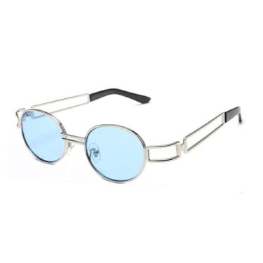 Imagem de JRLLFD Óculos de sol steampunk lentes transparentes óculos gótico vermelho vintage redondo óculos masculino feminino óculos UV400,8,tamanho único