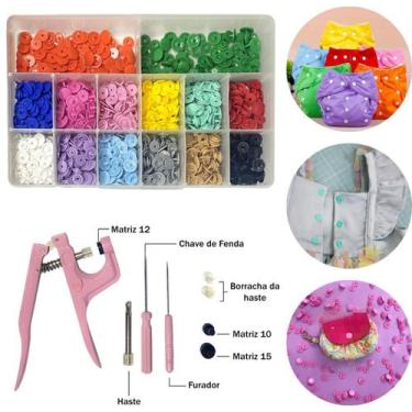 Imagem de Alicate Pregar Botão De Pressão Ritas + Box Com 280 Botões 12mm Sortid