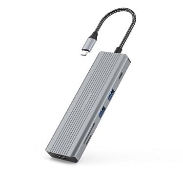 Imagem de SUTOUG Hub de estação de ancoragem, hub tipo C com 4K HDMI, 2 USB3.0, 2 USB 2.0, porta de carregamento tipo C PD, leitor de cartão SD/TF para MacBook Pro/Air, Chromebook Pixel, Dell XPS 13/15