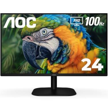 Imagem de AOC Monitor IPS sem moldura 24B2H2 de 24 polegadas, FHD 1920 x 1080, 100Hz, 106% sRGB, para casa e escritório, entrada HDMI e VGA, modo azul baixo, compatível com VESA, preto