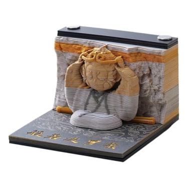 Imagem de Calendário 3D 2025, calendário criativo Wukong, bloco de notas de arte 3D, bloco de notas faça você mesmo, escultura em papel, para decoração de escritório em casa, presente de Natal (Wukong)