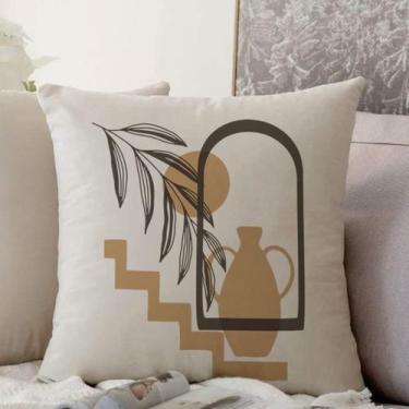 Imagem de Almofada western Estampada 50x50cm Folhas Marrom - FASTLAR