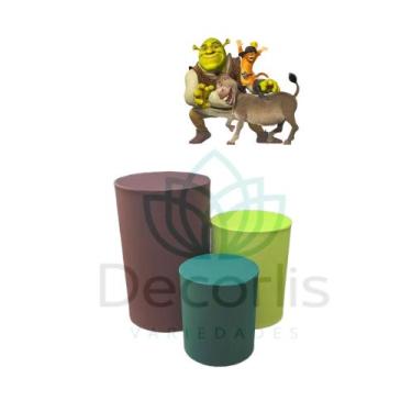 Imagem de Trio de Capas de Cilindro Decoração de Festas TEMA SHREK 1 - DECORLIS