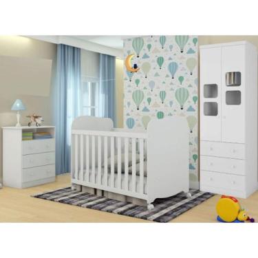 Imagem de Quarto de Bebê Completo Cômoda Smim Guarda Roupa Uli 2 Portas Berço Am