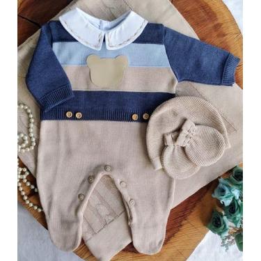 Imagem de Saída Maternidade Tricô mescla ki2 - locomotiva, Azul, rn