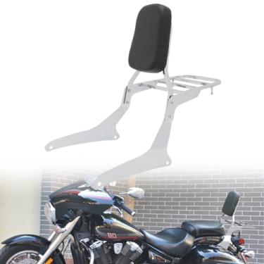 Imagem de Passenger Sissy Bar com bagageiro encosto para Yamaha V Star 1300 XVS1300 XVS1300A XVS950 Midnight 2007-2015, cromado