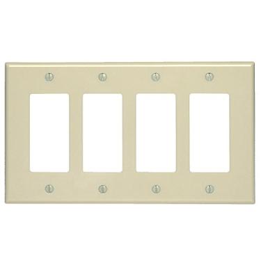 Imagem de Leviton 80612-I 4-Gang Decora/GFCI, tamanho intermediário, Thermoset, suporte para dispositivo, marfim