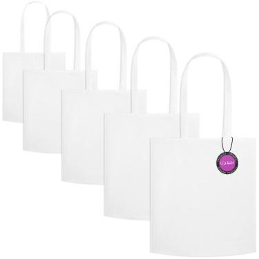 Imagem de Kit 5x Sacola Ecobag em TNT Premium 37x41cm Termo Selado Malta TopGet,