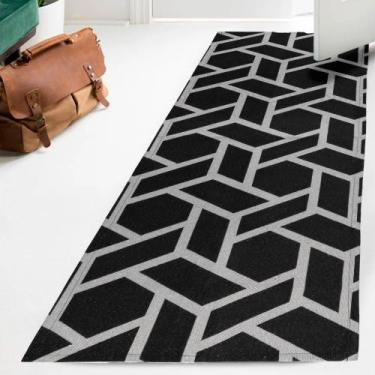 Imagem de Tapete Passadeira Geométrico Jacquard Emborrachado Antiderrapante 1,40