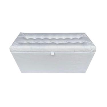 Imagem de Recamier puff baú estofado 1 metro - branco - material sintético - NEG