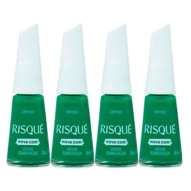 Imagem de Kit 4 Esmalte Risqué Cremoso Nova Cor Verde Esmeralda 8ml