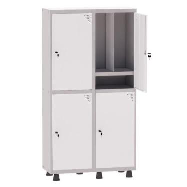Imagem de Armário Guarda Volume Locker Roupeiro Insalubre 2 Vãos 04 Portas Com P