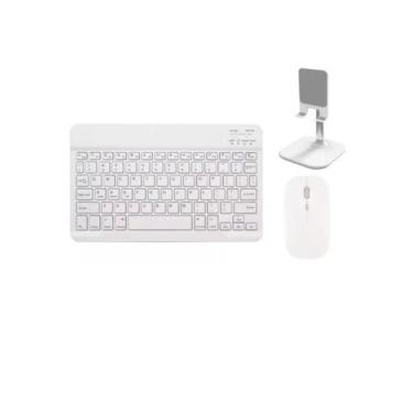 Imagem de Teclado Mouse Sem Fio Recarregável Bluetooth com suporte para Tablet/C