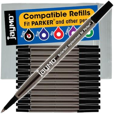 Imagem de Jaymo - Refil de caneta Parker Quink Rollerball compatível, 24 Black